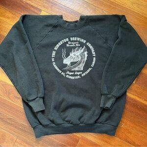 Vintage 80s Kingston Brewing Dragon’s Breath Ale Raglan Crewneck Sweatshirt XL